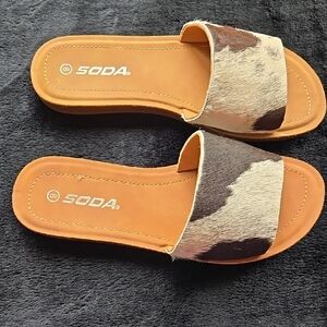 Soda Women's Hair On Hide Slide Sandals